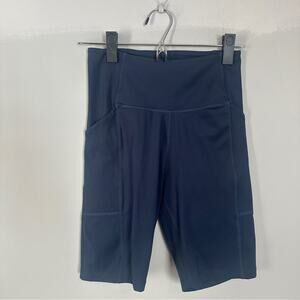 Girlfriend Collective High Rise Pocket Bike Short Blue Navy Small